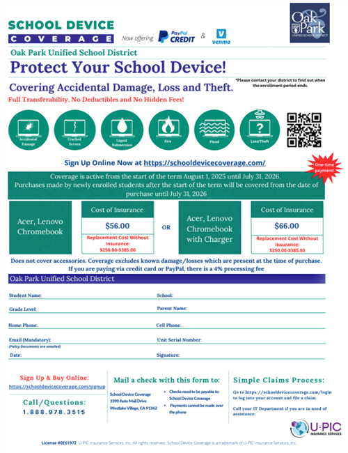 School Device Coverage - Chromebook insurance